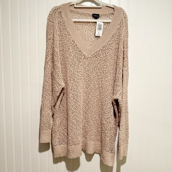 Torrid Beige Open Knit Sweater NEW Plus Size 3X - Picture 2 of 7